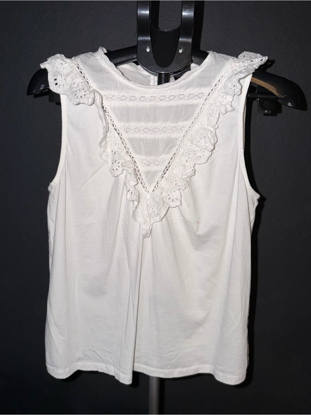 J. Crew White Lace-Trim Sleeveless Camisole
